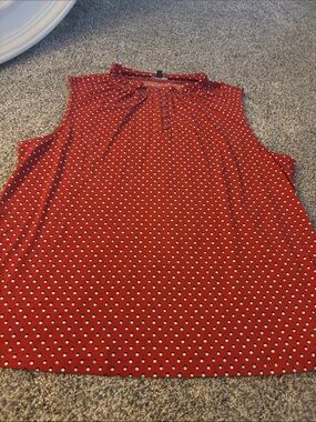 Adrianna Papell Red Polka Dot Sleeveless Camisole